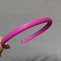 Detail of fuchsia faux leather headband with litchi texture and anti-slip lining - Rose Red