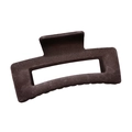 Close-up of a large dark brown flocked hair claw clip with a strong metal spring mechanism - Chocolate