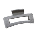 Macro view of grey flocked rectangular hair claw clip with a modern minimalist design - Gray