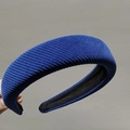 Close-up of royal blue sponge headband featuring a thick ribbed corduroy texture - Royal Blue