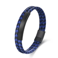 Herren Armband aus geflochtenem Leder in Blau und Schwarz mit mattem Magnetverschluss - Überlappender Geflochtener Blau-Schwarzer Stil (款式二)
