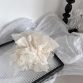Elegante elastico per capelli in rete crema con pizzo a strati e perle raffinate - Beige