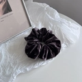 Detail of dark purple velvet scrunchie featuring sparkling silver rhinestones and beads - Purple Coffee