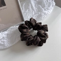 Close-up of vintage brown double-layer floral hair scrunchie with soft fabric texture - Floral Scrunchie