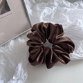 Close-up of chocolate brown velvet scrunchie showing plush texture and rich folds - Dark Coffee