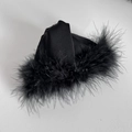 Elegant large black feather hair claw clip for women stylish shark clip headpiece - Black 13cm