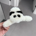 Pinza de pelo de oso panda de peluche para mujer con piel sintética suave y ojos negros - Estilo Grande