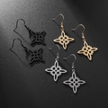 Three pairs of Celtic knot earrings in matte black, gold, and silver stainless steel finishes - Silver Witch Knot Earrings