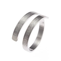 Adjustable silver spiral stainless steel ring with Arabic calligraphy engraving - Silver