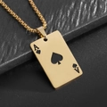 Golden Ace of Spades poker pendant necklace with polished box chain for fashion trends - Gold Ace of Spades