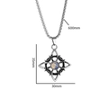 Silver alloy Witch Knot necklace with blue celestial stone pendant and dimensions - Witch Knot Style