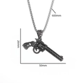 Retro punk revolver skull pendant necklace in antique silver finish with 600mm box chain - Skull Revolver (21071)