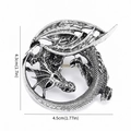 Vintage silver dragon brooch made of alloy for suits with wings and detailed scales - Antique Silver