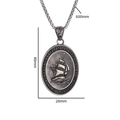 Vintage silver pirate ship oval pendant necklace with a 60cm box chain for men and women - Pirate Ship Sailing Pendant (5951144888292)