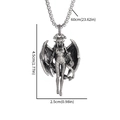 Gothic demon girl winged pendant necklace in vintage silver finish with chain size labels - Witch Wing Style