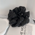 Grande molletta per capelli a fiore nero in rete con strass argentati brillanti - Nero