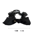Élastique à cheveux classique avec nœud en dentelle noire et boucle dorée pour la coiffure - Noir