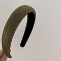 Detailed macro view of olive green retro padded headband with non-slip black lining - Olive Green