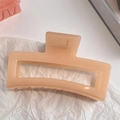 Elegante pinza para el pelo rectangular rosa melocotón con acabado mate brillante - Naranja