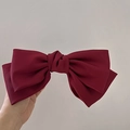 Elegante clip para el pelo de satén burdeos con lazo doble en tejido de alta calidad - Cobre Retro