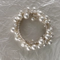 Elegante elastico per capelli stile francese con perle bianche su fascia d'argento - Bianco perla