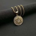 Collier hip hop doré avec pendentif étoile de David glacée et chaîne de perles - Pendentif doré uniquement