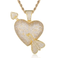 Vergoldete Cupid-Herz-Halskette mit Zirkonia-Steinen und gedrehter Kordelkette für Damen - Gold