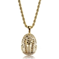 Hip hop gouden Egyptische Farao Toetanchamon hanger ketting met fonkelende zirkonen - Goud