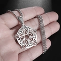 Pentagram stainless steel necklace with Celtic tree of life pendant in silver finish - Silver