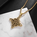 Vintage gold Celtic knot cross pendant necklace with box chain for men fashion - Gold
