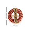 Red poppy enamel wreath brooch with Lest We Forget text in gold finish, 3cm diameter - Gold