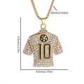 Collier maillot numéro 10 doré avec pendentif de football et strass étincelants - Or