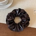 Omkeerbare scrunchie van koffiebruin PU-leer en luipaardprint haaraccessoire - Klein / Luipaard Scrunchie (Klein)