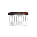Dettaglio del pettine in resina tartarugata con 12 denti in filo metallico argentato - Ambra