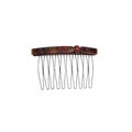 Pettine per capelli in acetato tartarugato con dodici denti in metallo argentato - Marrone Tartarugato