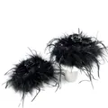 Set of two black feather hair claws with rhinestones for elegant women hair styling - Medium Style