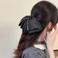 Elegante pinza per capelli in raso nero con pizzo di strass scintillanti per donne - Nero
