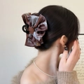 French style brown floral bow hair claw clip for elegant women back head hairstyles - Blue Coffee Gradient Claw Clip