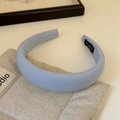 Macro detail of the light blue striped fabric headband with a non-slip black inner lining - Light Blue Solid Color (Style 5)