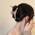 Pinza para el cabello a cuadros azules y rojos para elegantes peinados de estilo coreano - Pinza de Arco a Cuadros