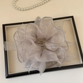 Detail of light purple organza scrunchie with shimmering silver sequins and elegant folds - Lavender Rhinestone Style