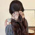 Elegant brown bow hair claw clip with marble pattern for women hairstyle - Coffee Tie-dye Ponytail Clip