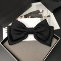 Elegant oversized black satin bow hair clip presented in a premium gift box - Satin Black