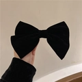 Grote vintage zwarte fluwelen strik haarclip met een elegant Frans dubbellaags ontwerp - Korte Stijl Strik