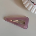 Handgefertigte lila durchscheinende dreieckige Haarspange für Damen mit Metallfeder - Rosa