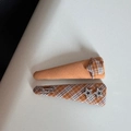 Détail de barrettes en tissu à carreaux orange avec étoiles et nœud décoratif - Barrettes Paire Étoile Patchwork Écossais Orange