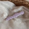Detail of light purple polka dot fabric hair clip with a wavy design on linen cloth - Purple Fine Polka Dot Willow Leaf Bar Style