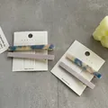 Elegant marble blue and matte purple hair clip set for women on white display card - Two-Piece Set / 8cm / Blue Series