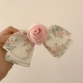 Detail of a floral chiffon bow hair clip featuring a handmade pink 3D rose and satin finish - Pink Rose Floral Style (Flower Hair Clip)