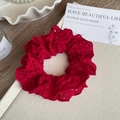 Detailopname van een rode kanten scrunchie met ingewikkelde holle bloemengeborduurde - China Rood